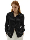 Lilysilk Basic Concealed Placket Silk Shirts In Black