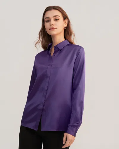 Lilysilk Basic Concealed Placket Silk Shirts In Purple
