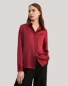 Lilysilk Basic Concealed Placket Silk Shirt In Claret