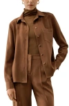 Lilysilk Basic Silk Spread Collar Shirt In Brown
