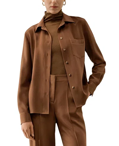 LILYSILK BASIC SILK SPREAD COLLAR SHIRT