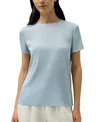 Lilysilk Basic Silk Tee In Blue