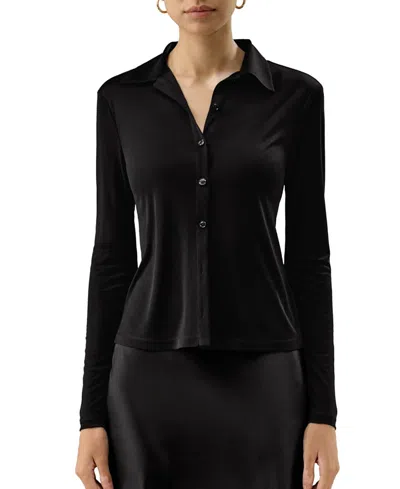 Lilysilk Basic Slim Silk Jersey Shirt In Black