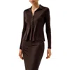Lilysilk Basic Slim Silk Jersey Shirt In Brown