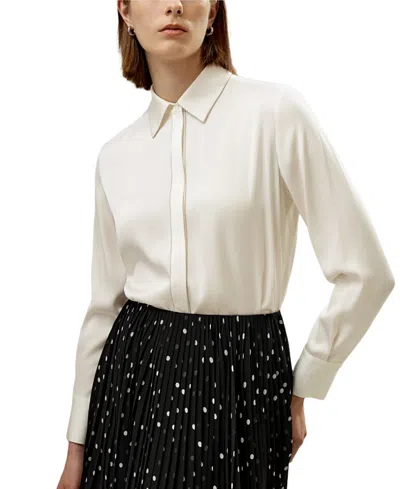 Lilysilk Beaded Chain Silk Shirt For Women In Pearl White