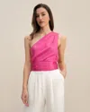 Lilysilk Belted One-shoulder Top In Pink