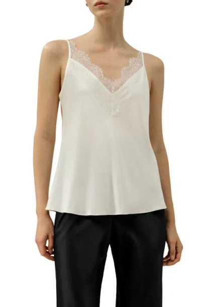 Lilysilk Bias Cut Lace-trimmed Silk Camisole In White