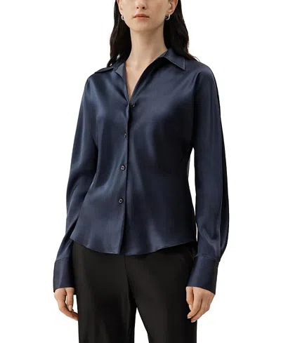 Lilysilk Bias Cut Silk Shirt In Blue