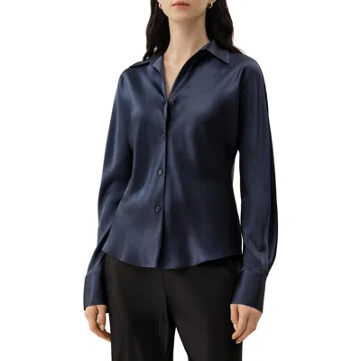 Lilysilk Bias Cut Silk Shirt In Blue