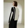 Lilysilk Bicolor Stripe Knit Wool Sweater In White