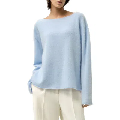 Lilysilk Boat-neck Brushed Cashmere Sweater In Blue