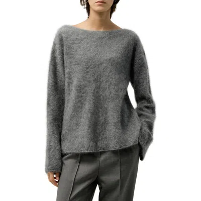 Lilysilk Boat-neck Brushed Cashmere Sweater In Gray