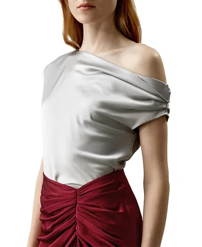 Lilysilk Boat Neck Silk Top In Silvergray