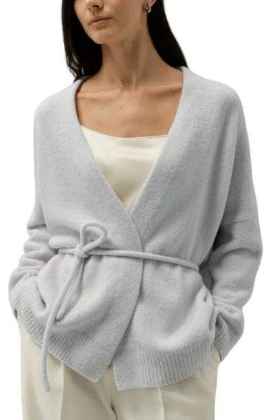Lilysilk Bouclé Knit Silk-cashmere Wrap Cardigan In Gray