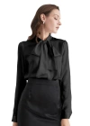 Lilysilk Bow-tie Neck Silk Blouse In Black