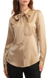 Lilysilk Bow-tie Neck Silk Blouse In Light Camel