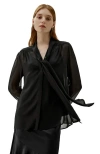 Lilysilk Bow Tie Silk Jasmine Blouse In Black