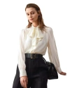 Lilysilk Bow Tie Silk Jasmine Blouse In Natural White