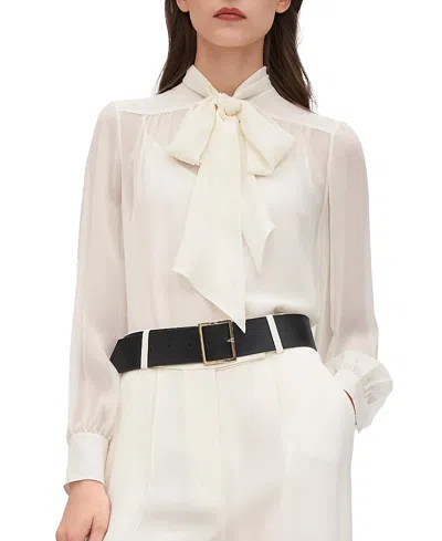 Lilysilk Bow Tie Sheer And Lightweight Silk Jasmine Blouse In Neutral