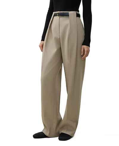 Lilysilk Box Pleated Silk-wool Trouser In Green