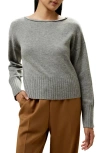 Lilysilk Braided Collar Wool And Cashmere Blend Sweatshirt In Light Gray
