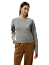 Lilysilk Braided Collar Wool And Cashmere Blend Sweatshirt In Light Grey