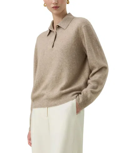 Lilysilk Brushed Cashmere Polo Sweater In Burgundy