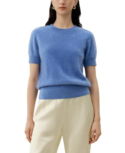 Lilysilk Brushed Cashmere Short-sleeve Sweater In Multi