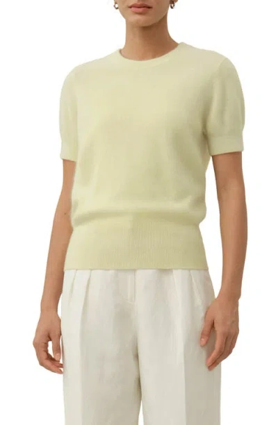 Lilysilk Brushed Cashmere Short-sleeve Sweater In Green