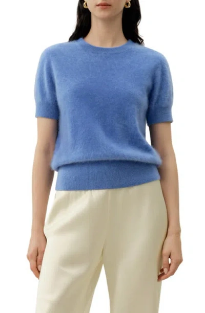 Lilysilk Brushed Cashmere Short-sleeve Sweater In Multi