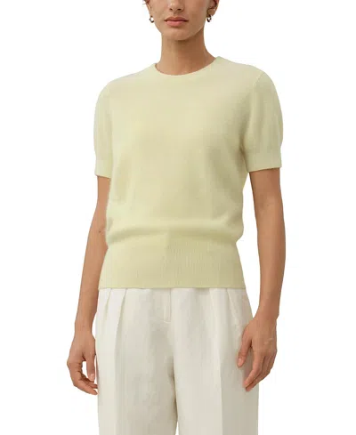 Lilysilk Brushed Cashmere Short-sleeve Sweater In Green