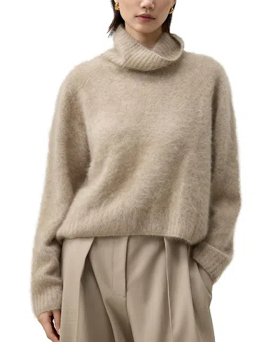 Lilysilk Brushed Cashmere Turtleneck Sweater In Neutral