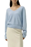Lilysilk Brushed V-neck Cashmere Sweater In Blue