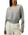 Lilysilk Brushed V-neck Cashmere Sweater In Animal Print