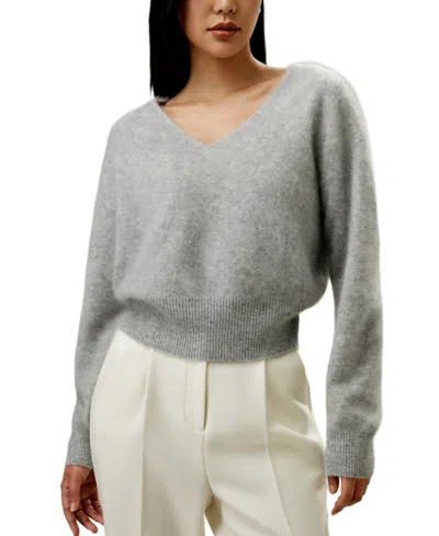 Lilysilk Brushed V-neck Cashmere Sweater In Animal Print