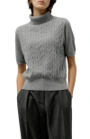 Lilysilk Cable-knit Baby Cashmere Turtleneck Top In Gray