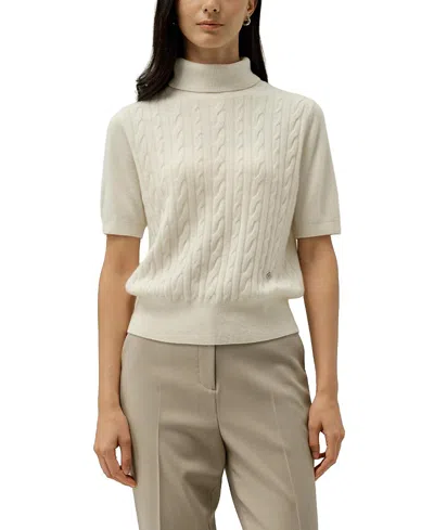 Lilysilk Cable-knit Baby Cashmere Turtleneck Top In Neutral
