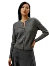 Lilysilk Cable-knit Cashmere Crewneck Cardigan For Women In Multi