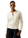 Lilysilk Cable-knit Cashmere Crewneck Cardigan For Women In Neutral