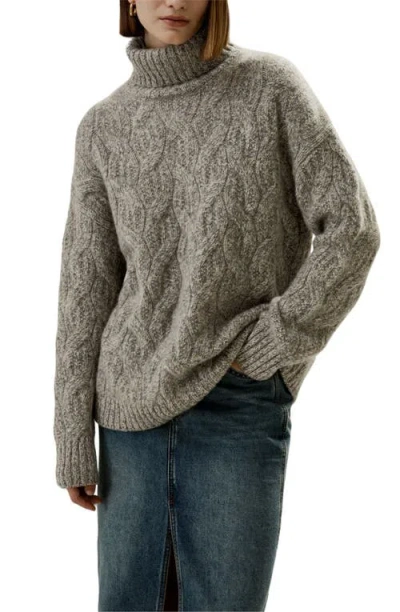 Lilysilk Cable-knit Cashmere Turtleneck Sweater In Multi