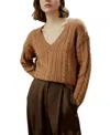 Lilysilk Cable-knit Wool-cashmere Blend Sweater In Brown