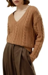 Lilysilk Cable-knit Wool-cashmere Blend Sweater In Toffee