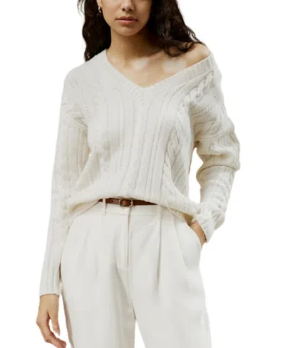 LILYSILK CABLE-KNIT WOOL-CASHMERE BLEND SWEATER