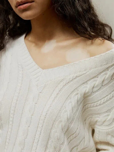 Lilysilk Cable-knit Wool-cashmere Blend Sweater In White