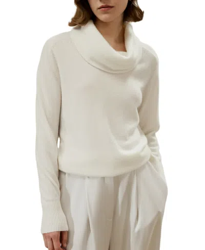 Lilysilk Cashmere Cowl Neck Sweater In White