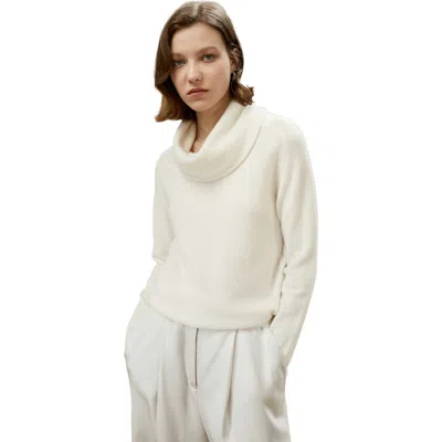 Lilysilk Cashmere Cowl Neck Sweater In White
