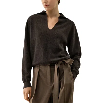 Lilysilk Cashmere Polo Sweater In Gray