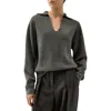 Lilysilk Cashmere Polo Sweater In Gray