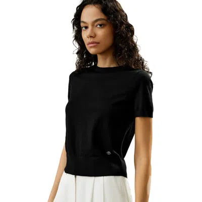 Lilysilk Cashmere Round Neck Sweater In Black