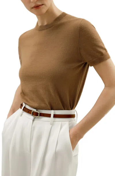 Lilysilk Cashmere Round Neck Sweater In Toffee
